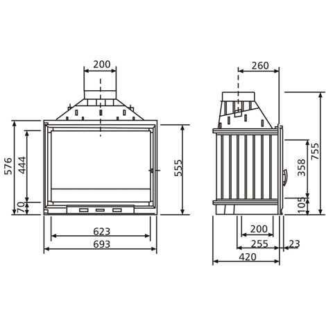 Топка Cheminees Diffusion B7-2 clapet (с шибером)